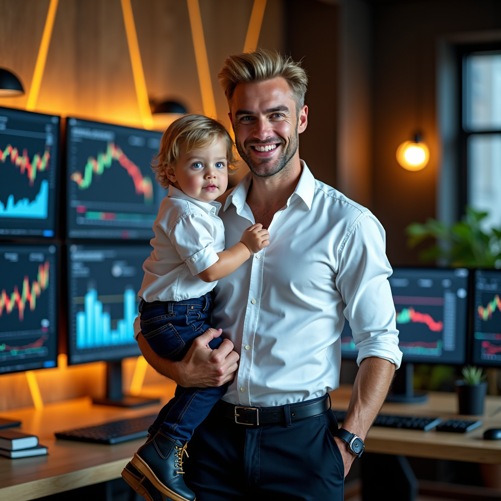 Calm investor walking away from trading desk after taking profits